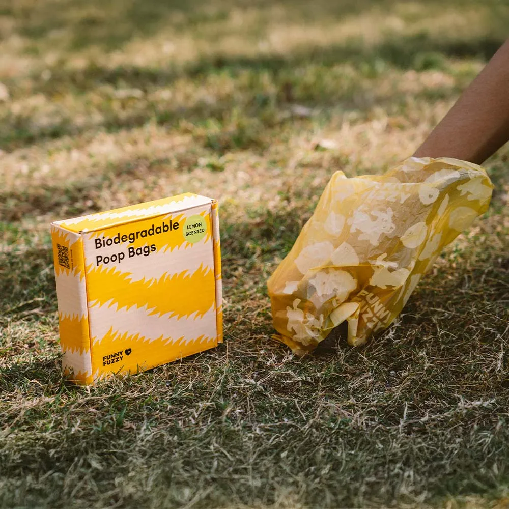 FUNNYFUZZY Lemon Scented Durable Recycled Poop Bags - Fresh Up