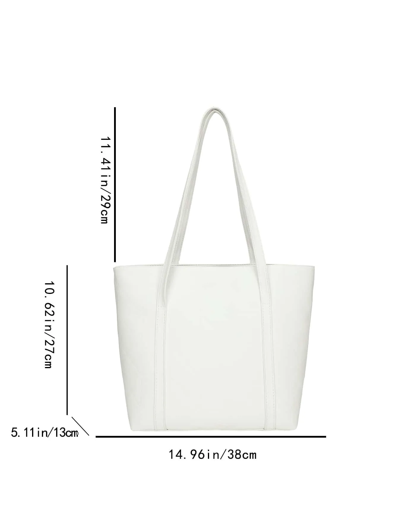 Geometric Embossed Shoulder Tote Bag - White