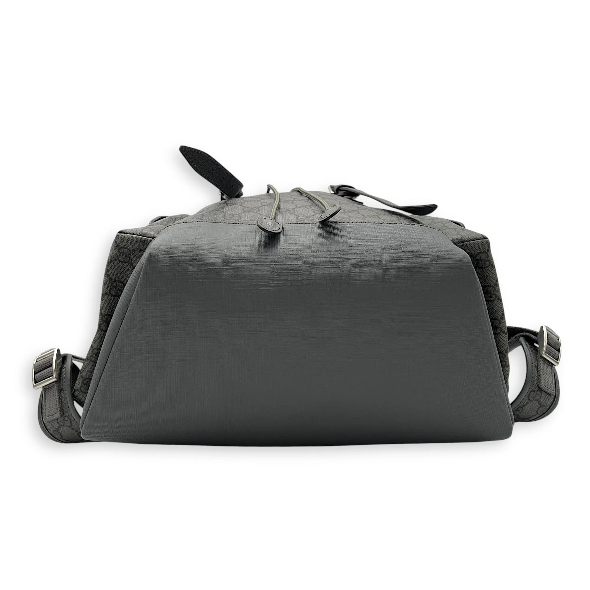 GG Backpack Grey in Coated Canvas, Gold hardware