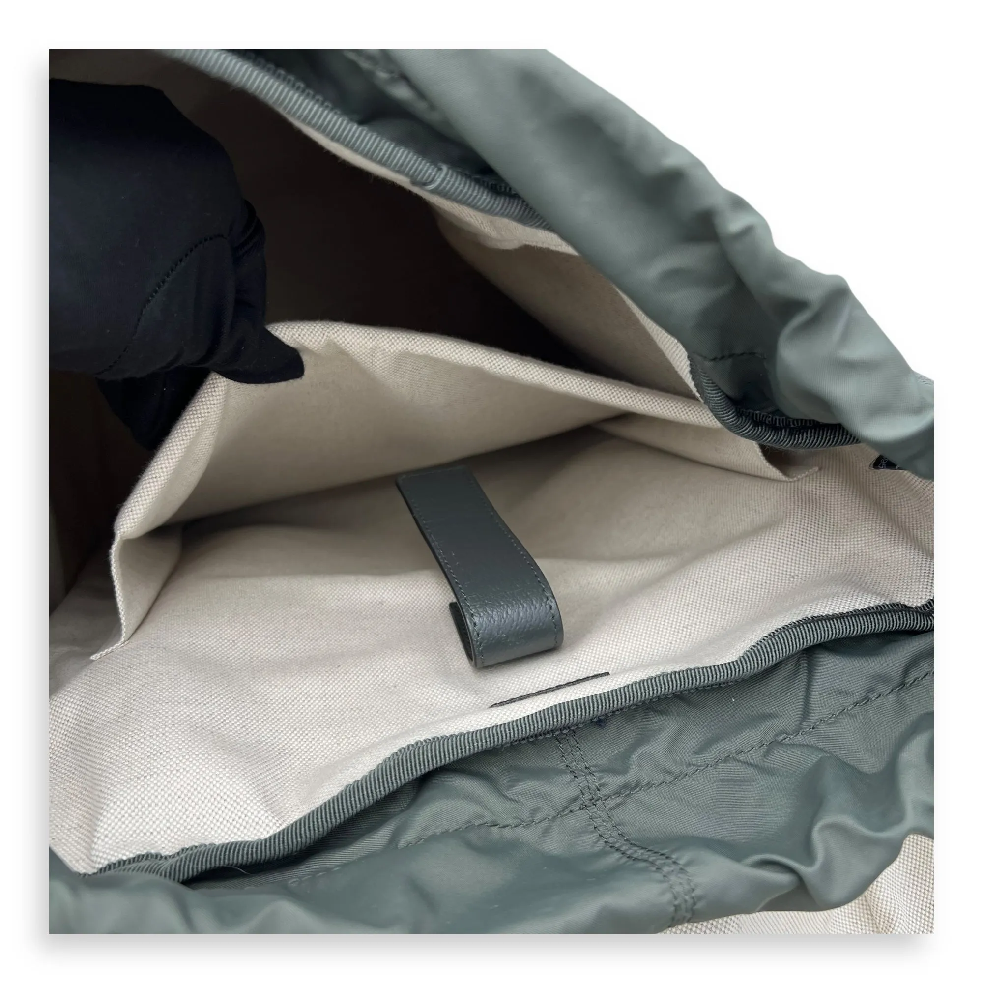 GG Backpack Grey in Coated Canvas, Gold hardware