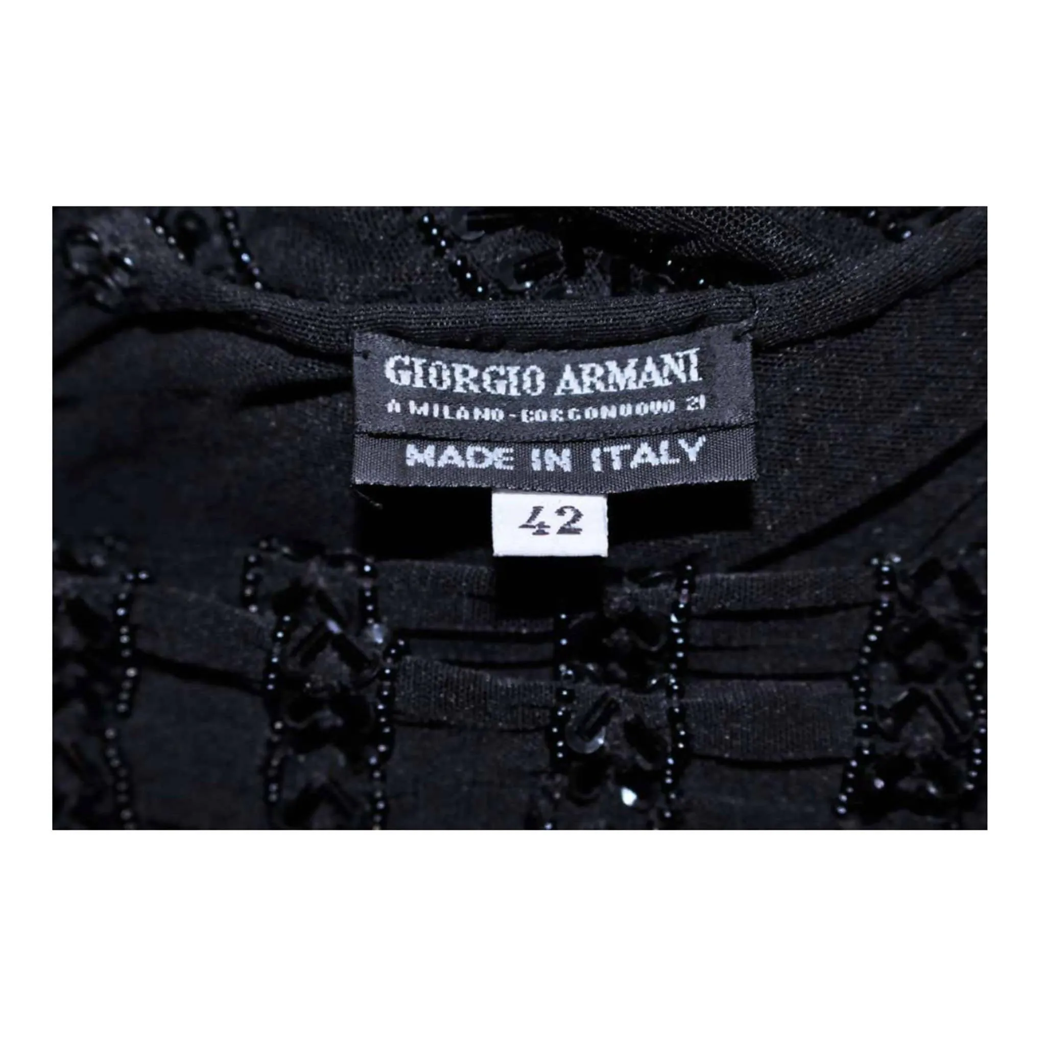 GIORGIO ARMANI Black Beaded Sheer Mesh Gown | Size EU 42