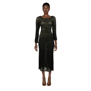 GIORGIO ARMANI Geometric Pattern Black Beaded Gown | Size EU 44