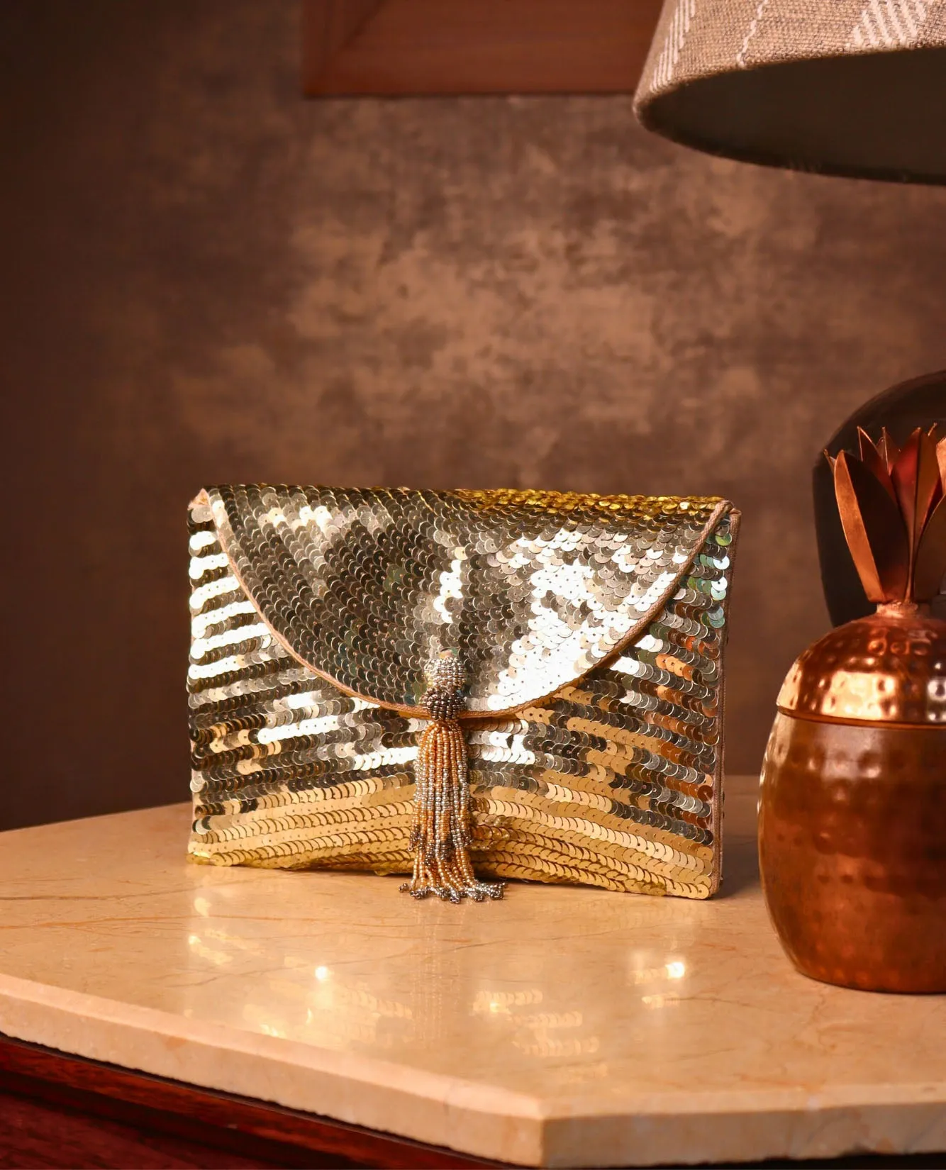 Gladys Sequin Clutch Bag
