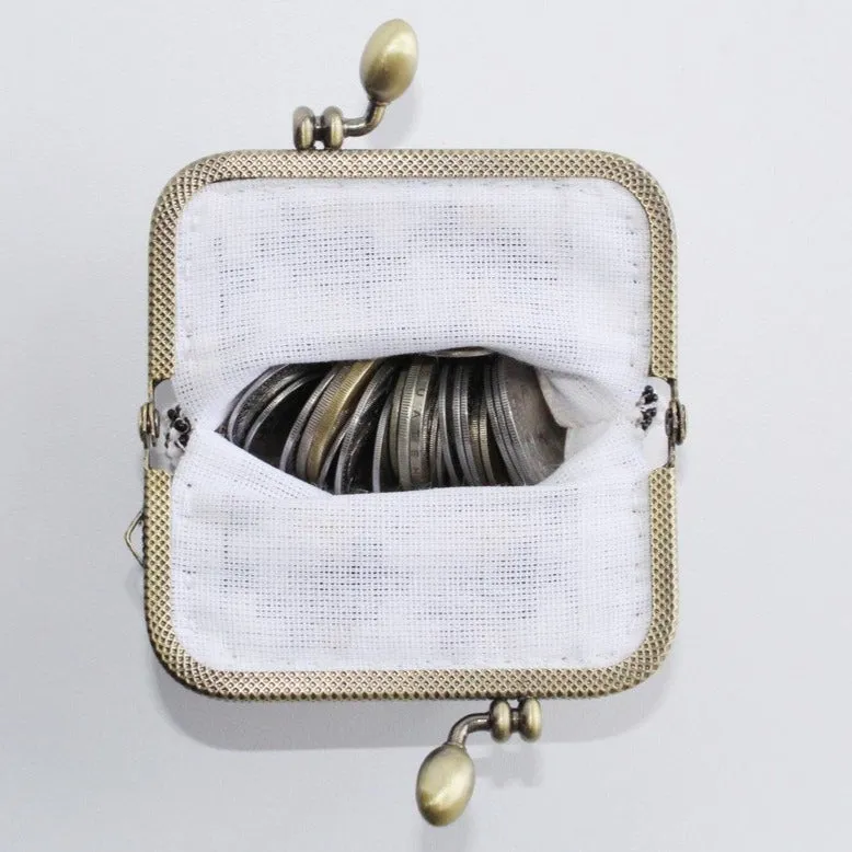 Glass Bead Coin Purse Metal Frame - ROME