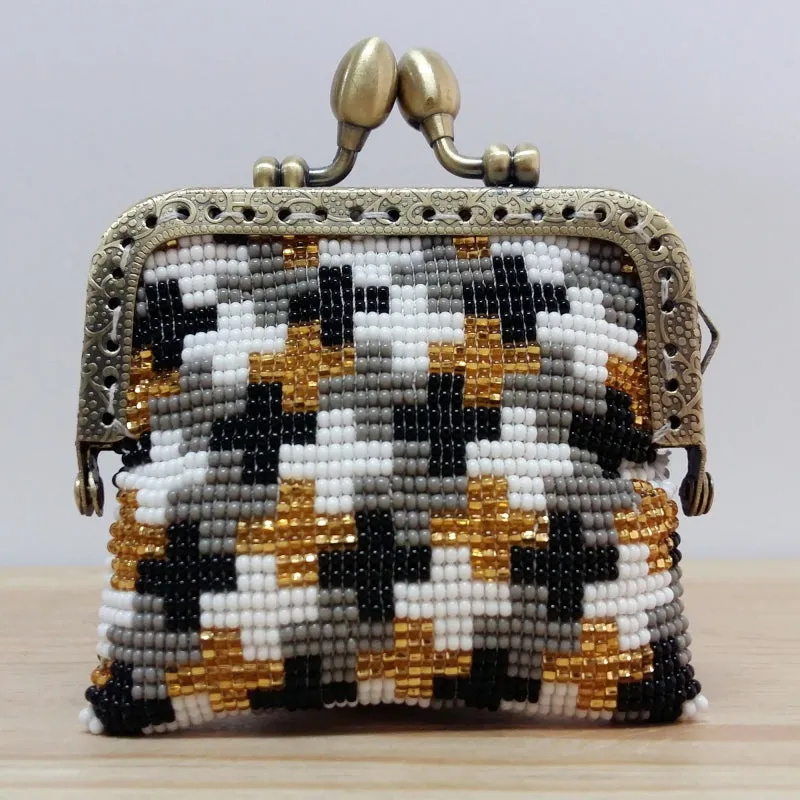 Glass Bead Coin Purse Metal Frame - ROME