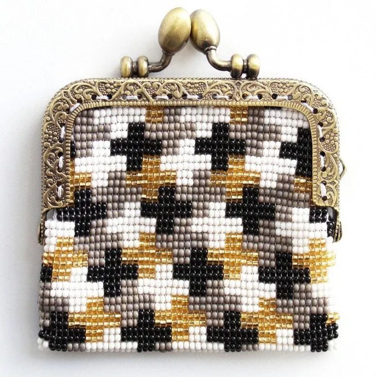 Glass Bead Coin Purse Metal Frame - ROME