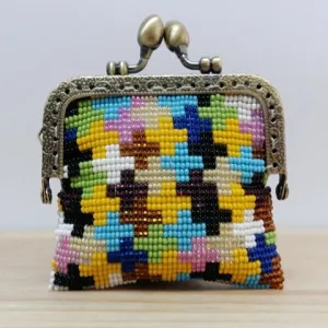 Glass Bead Coin Purse Metal Frame - SIENA