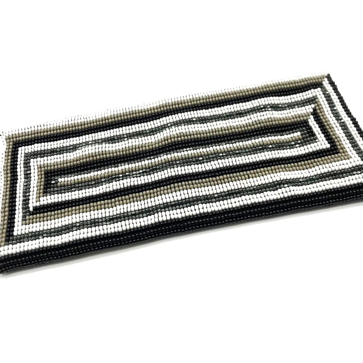 Glass Bead Eyeglass Case - RECTANGLE BLACK & WHITE
