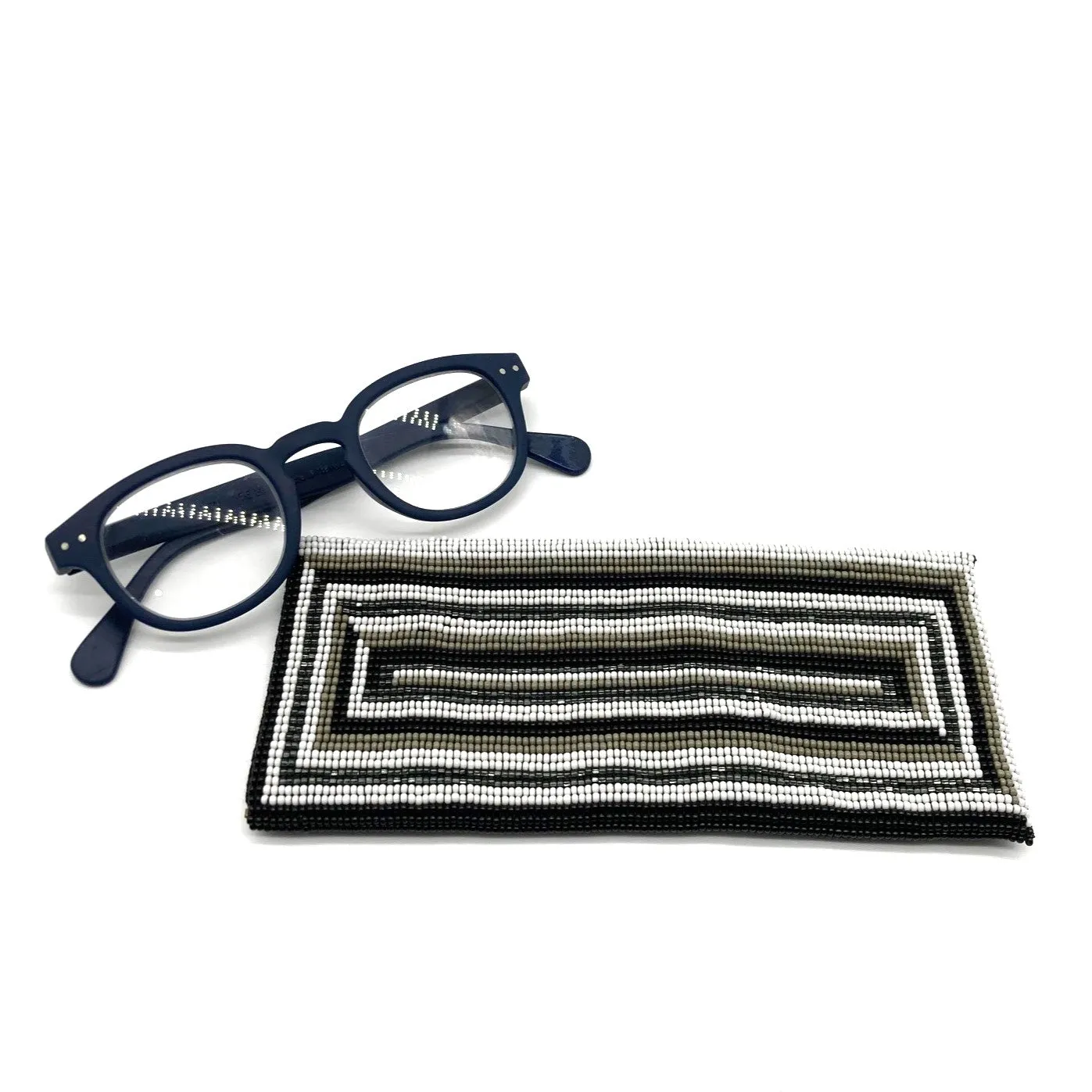 Glass Bead Eyeglass Case - RECTANGLE BLACK & WHITE