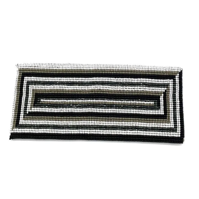 Glass Bead Eyeglass Case - RECTANGLE BLACK & WHITE