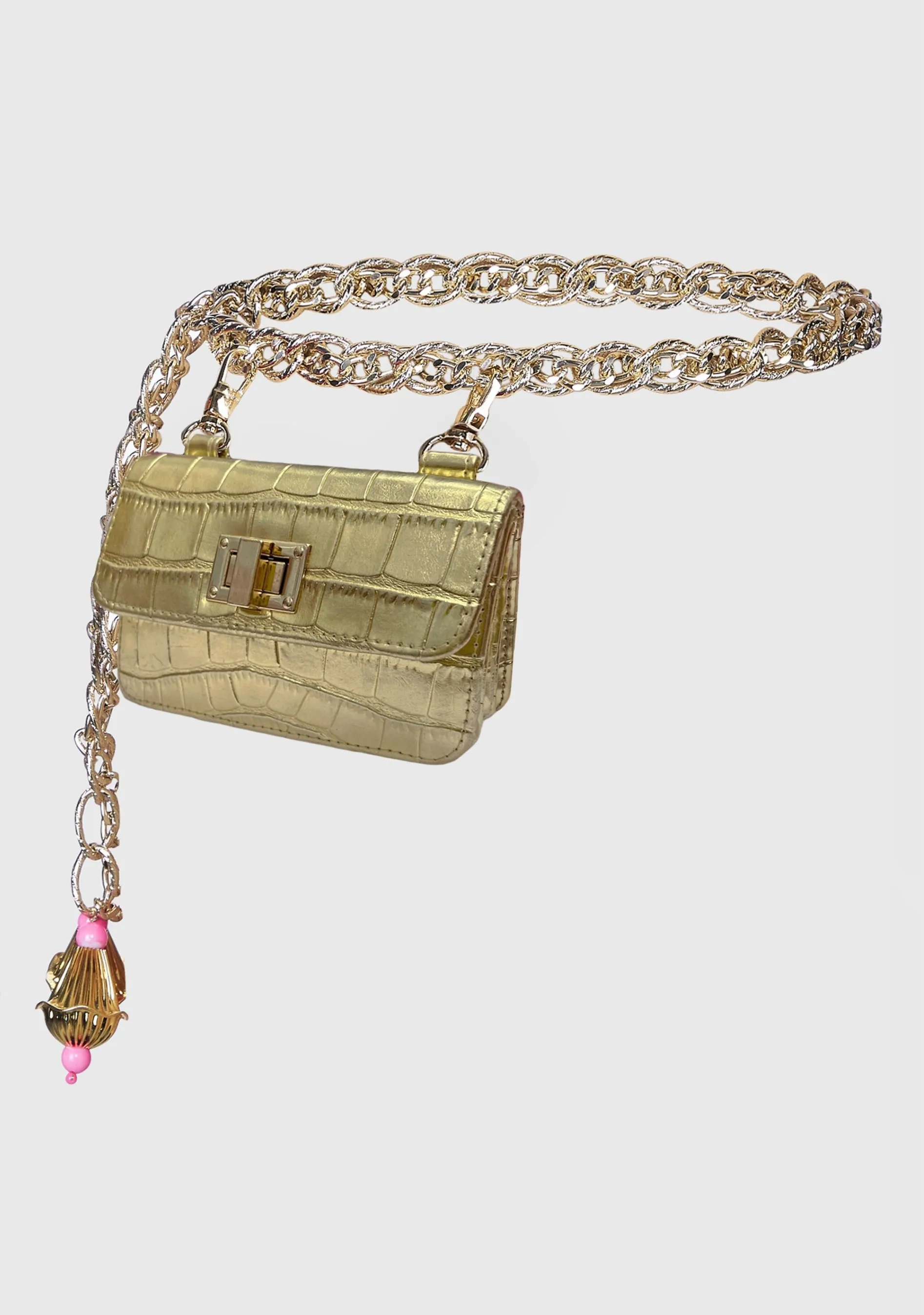 Gold embellished waist belt bag