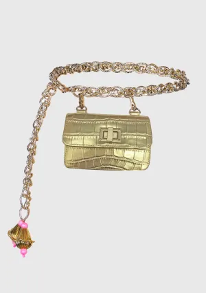 Gold embellished waist belt bag