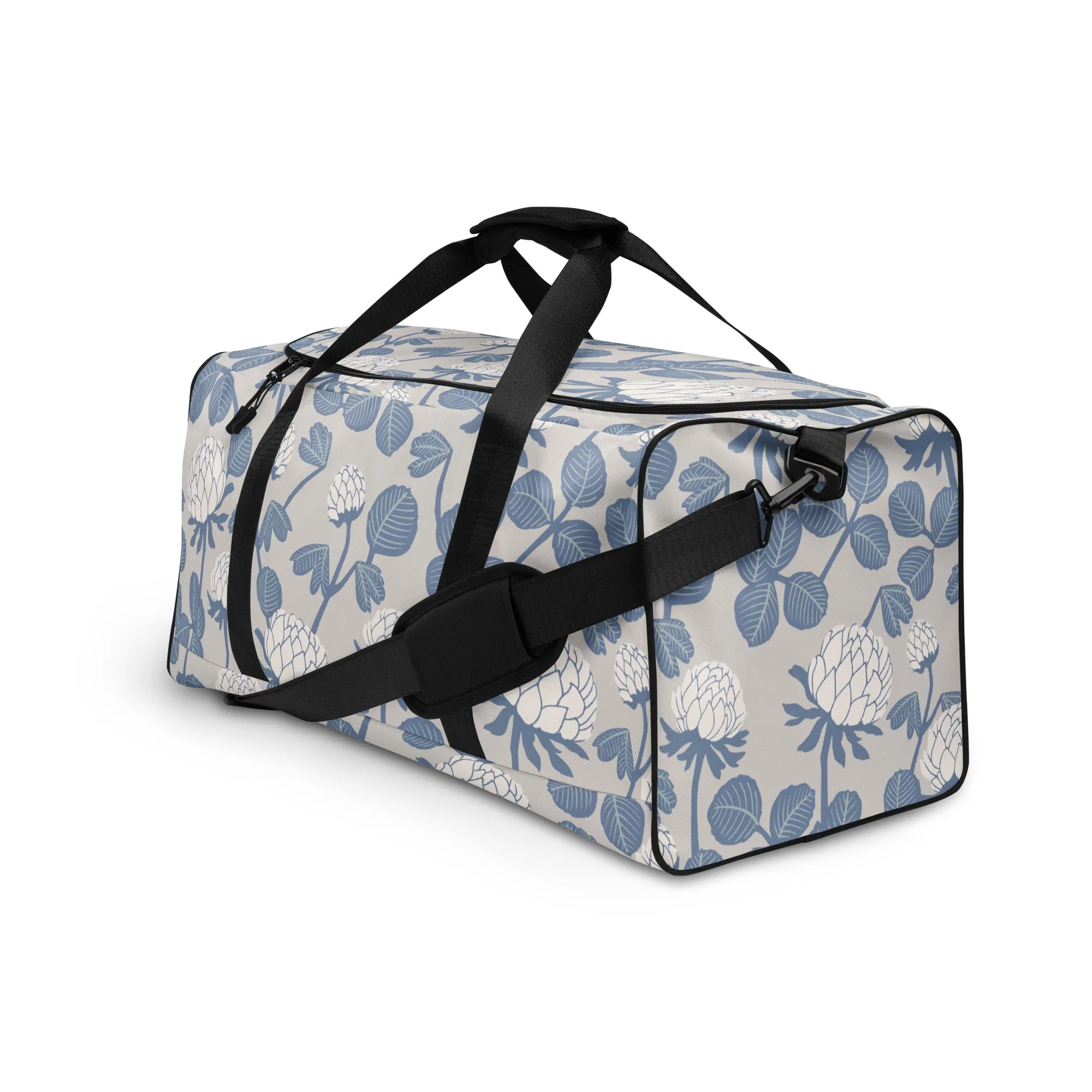 Grey Floral - Sustainably Made Duffle Bag