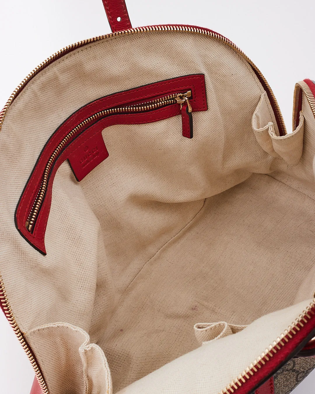 Gucci Beige/Red GG Supreme Top Handle Tote