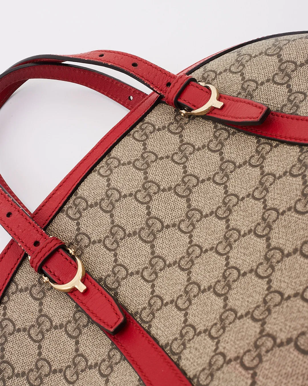 Gucci Beige/Red GG Supreme Top Handle Tote
