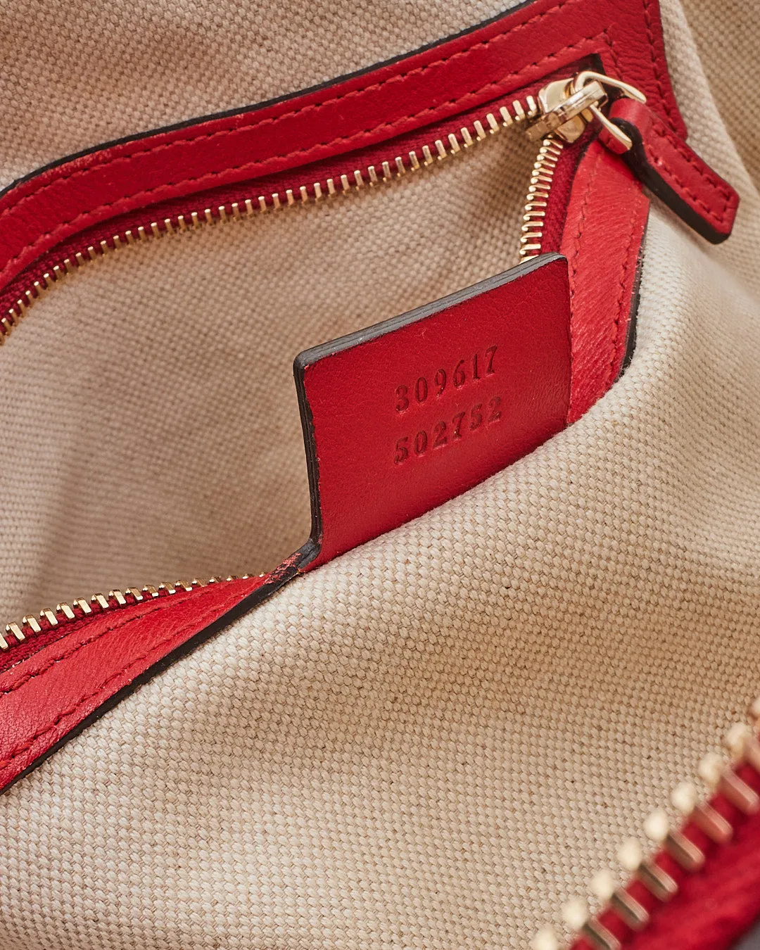 Gucci Beige/Red GG Supreme Top Handle Tote