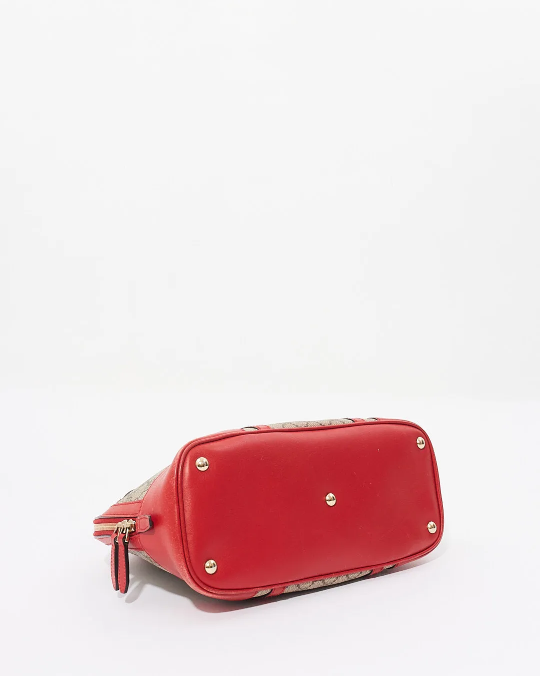 Gucci Beige/Red GG Supreme Top Handle Tote