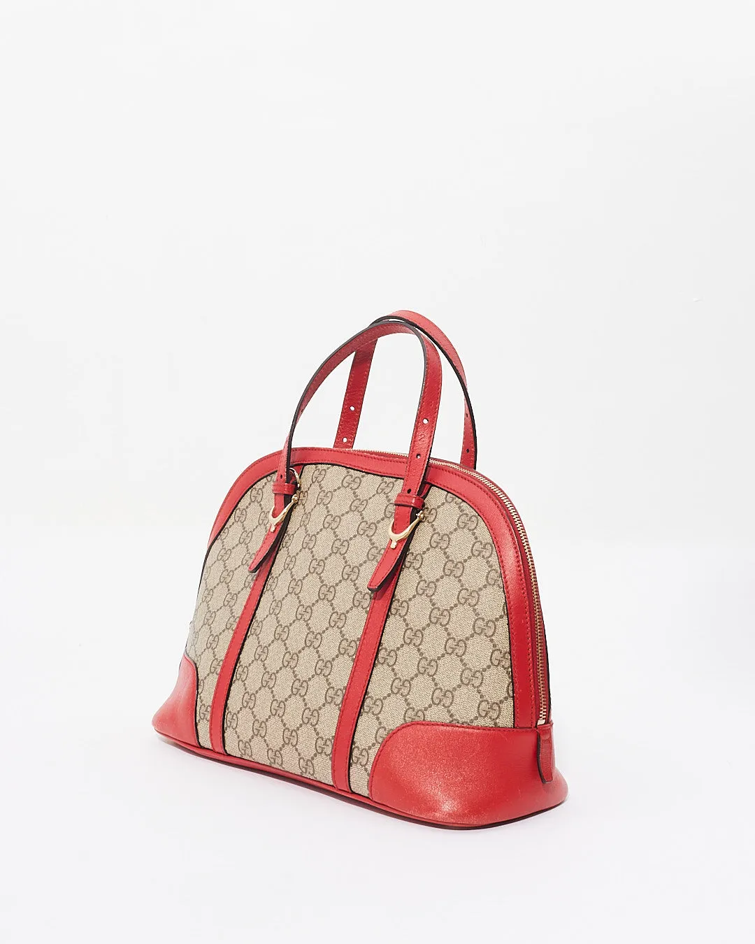 Gucci Beige/Red GG Supreme Top Handle Tote