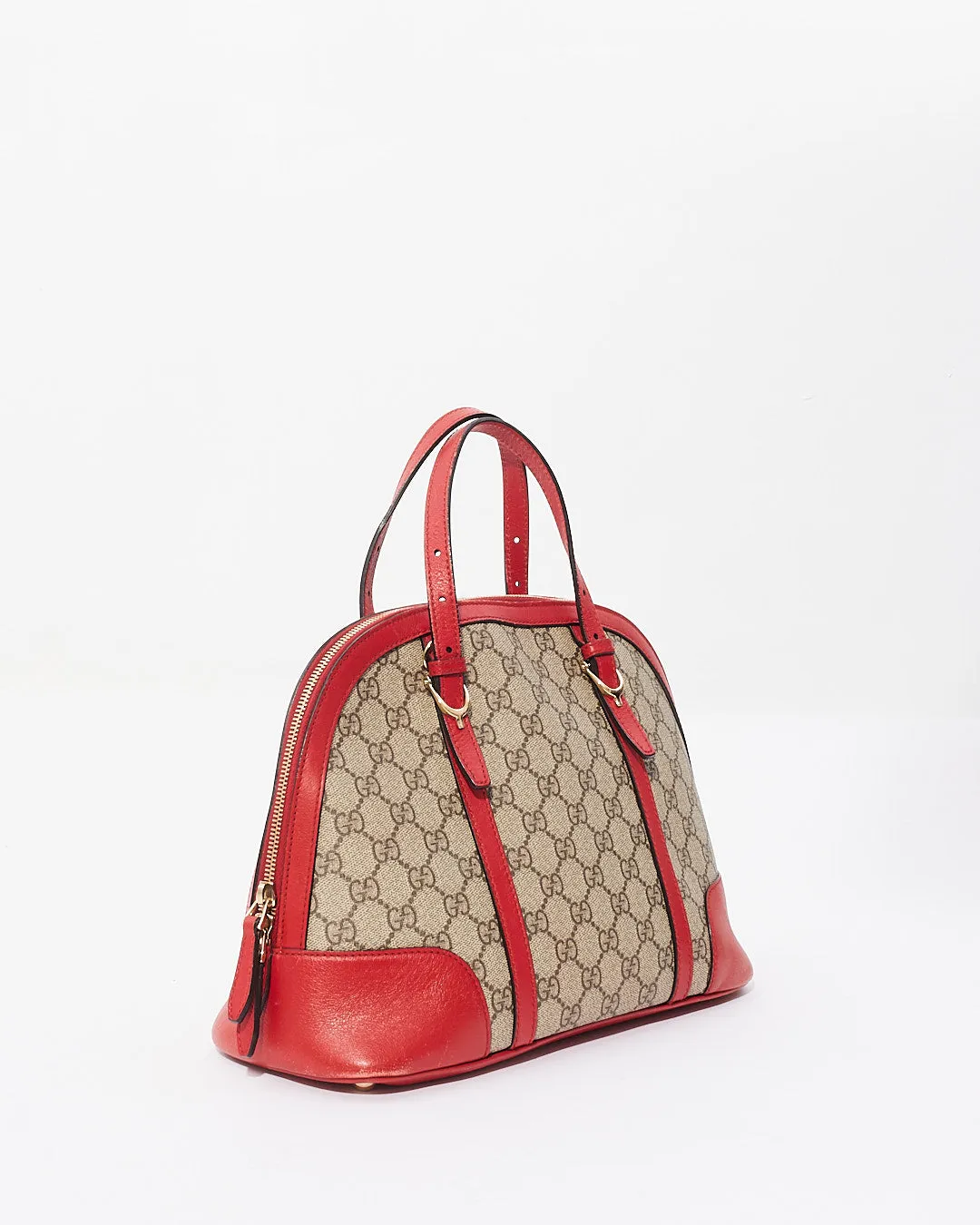 Gucci Beige/Red GG Supreme Top Handle Tote
