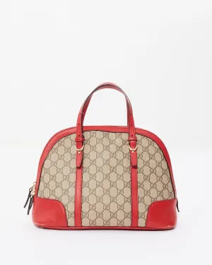 Gucci Beige/Red GG Supreme Top Handle Tote