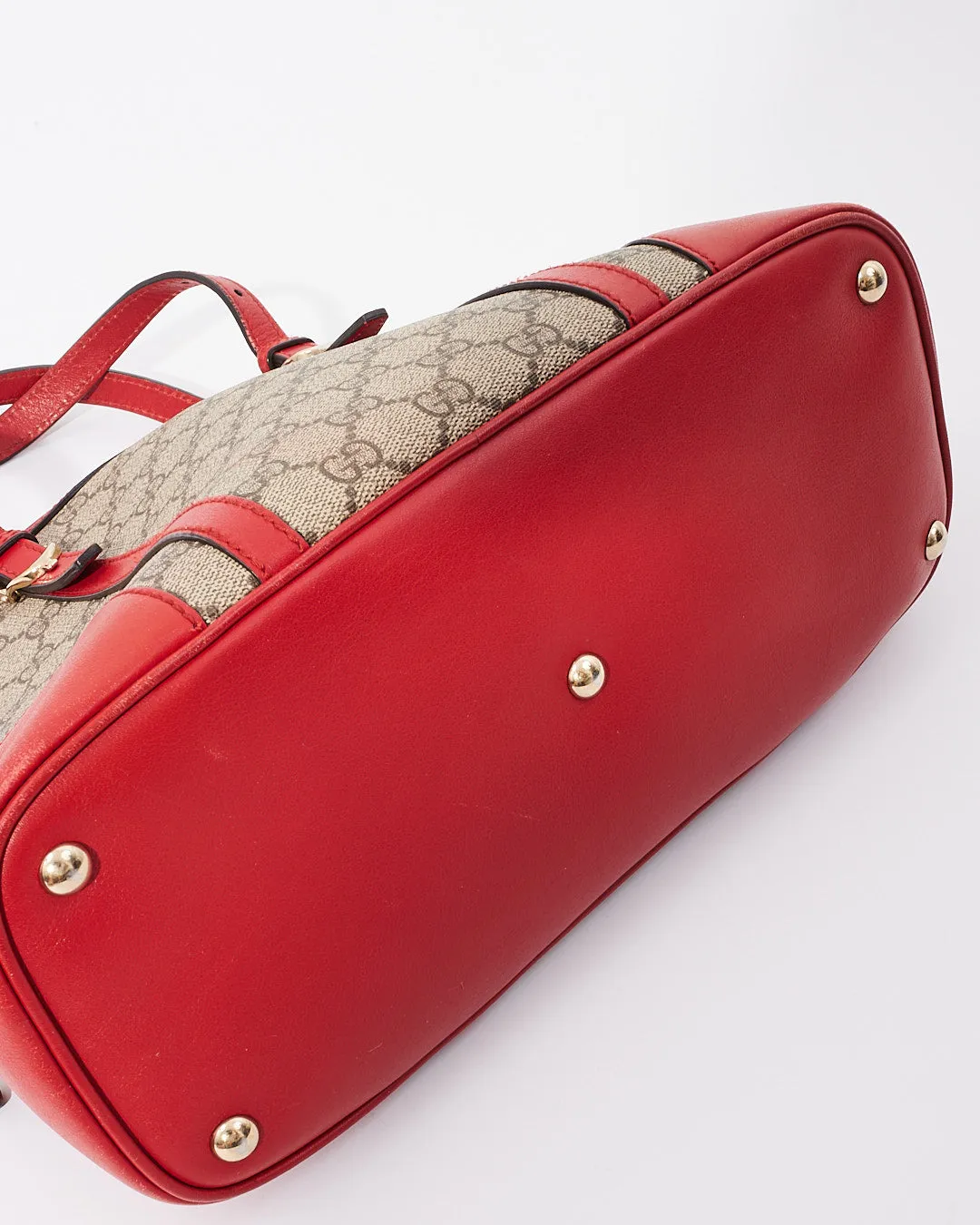 Gucci Beige/Red GG Supreme Top Handle Tote