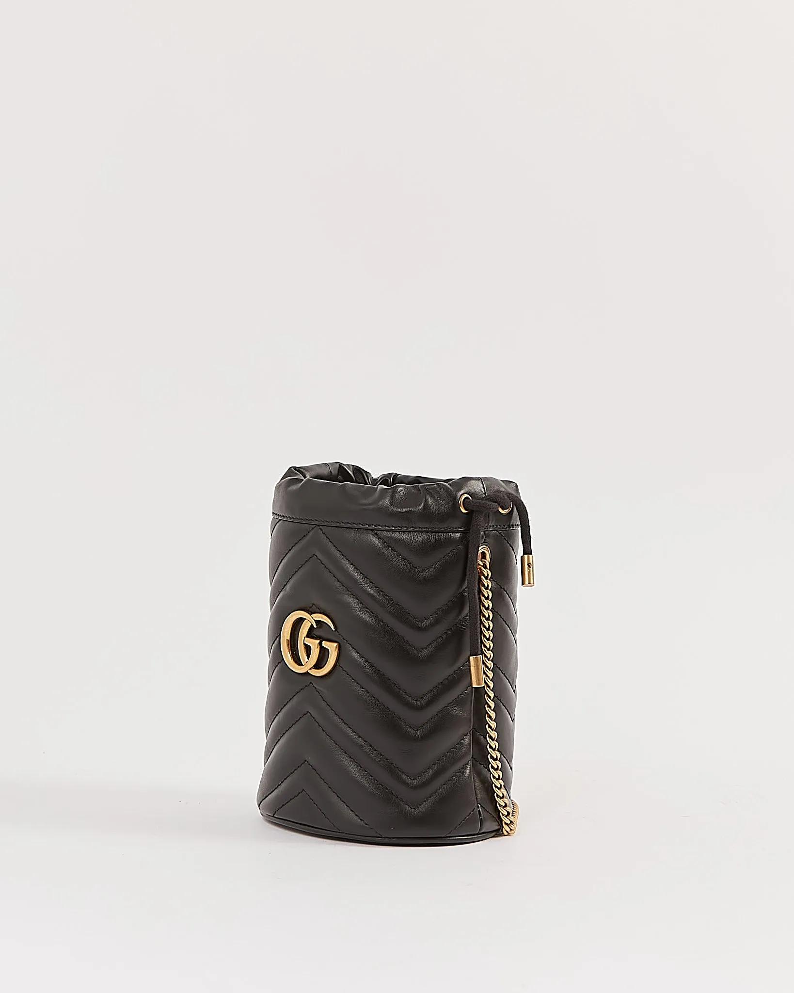 Gucci Black GG Marmont Matelasse Mini Bucket Bag