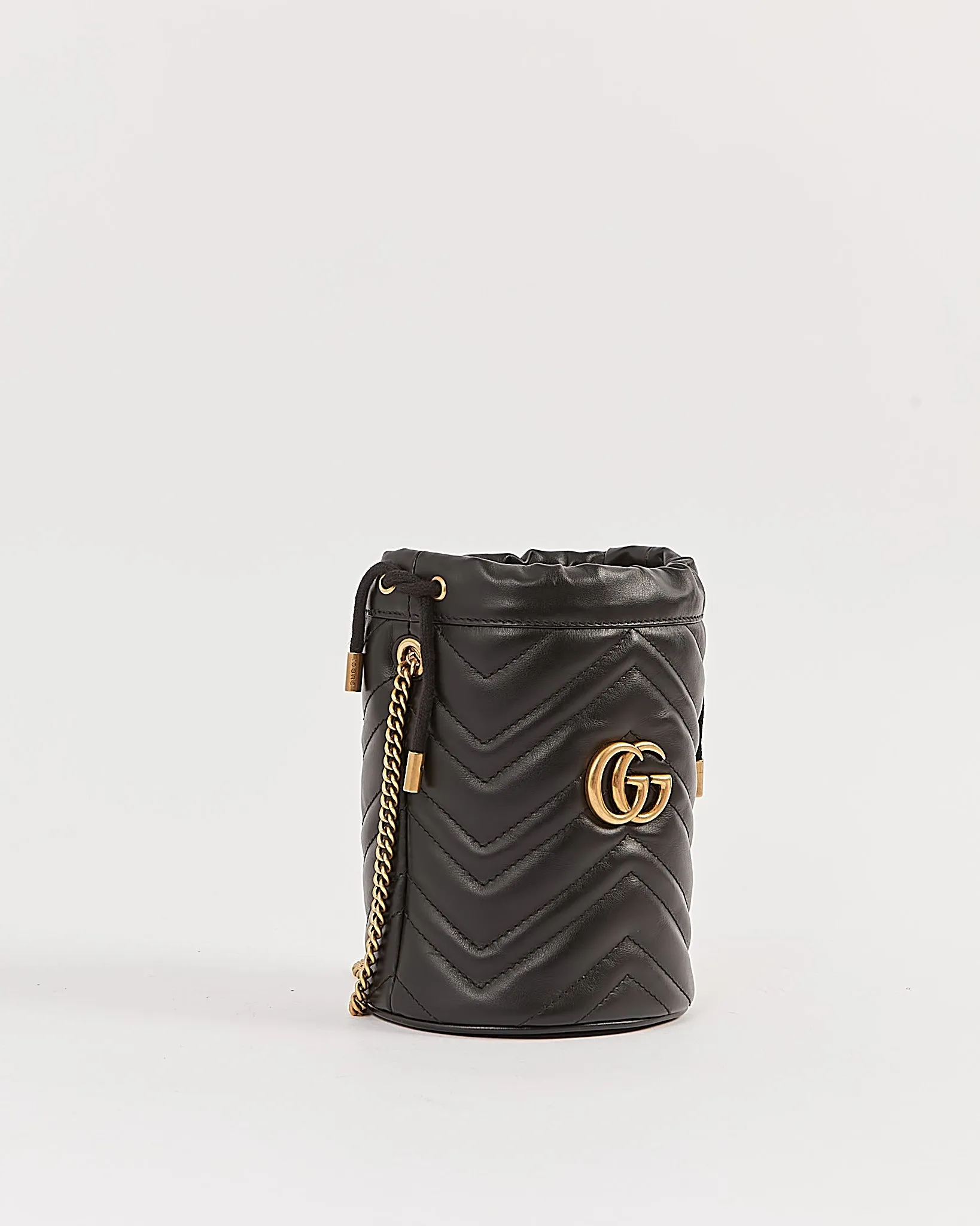 Gucci Black GG Marmont Matelasse Mini Bucket Bag
