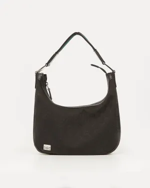Gucci Black Guccissima Canvas Sherry Line Mini Hobo Shoulder Bag