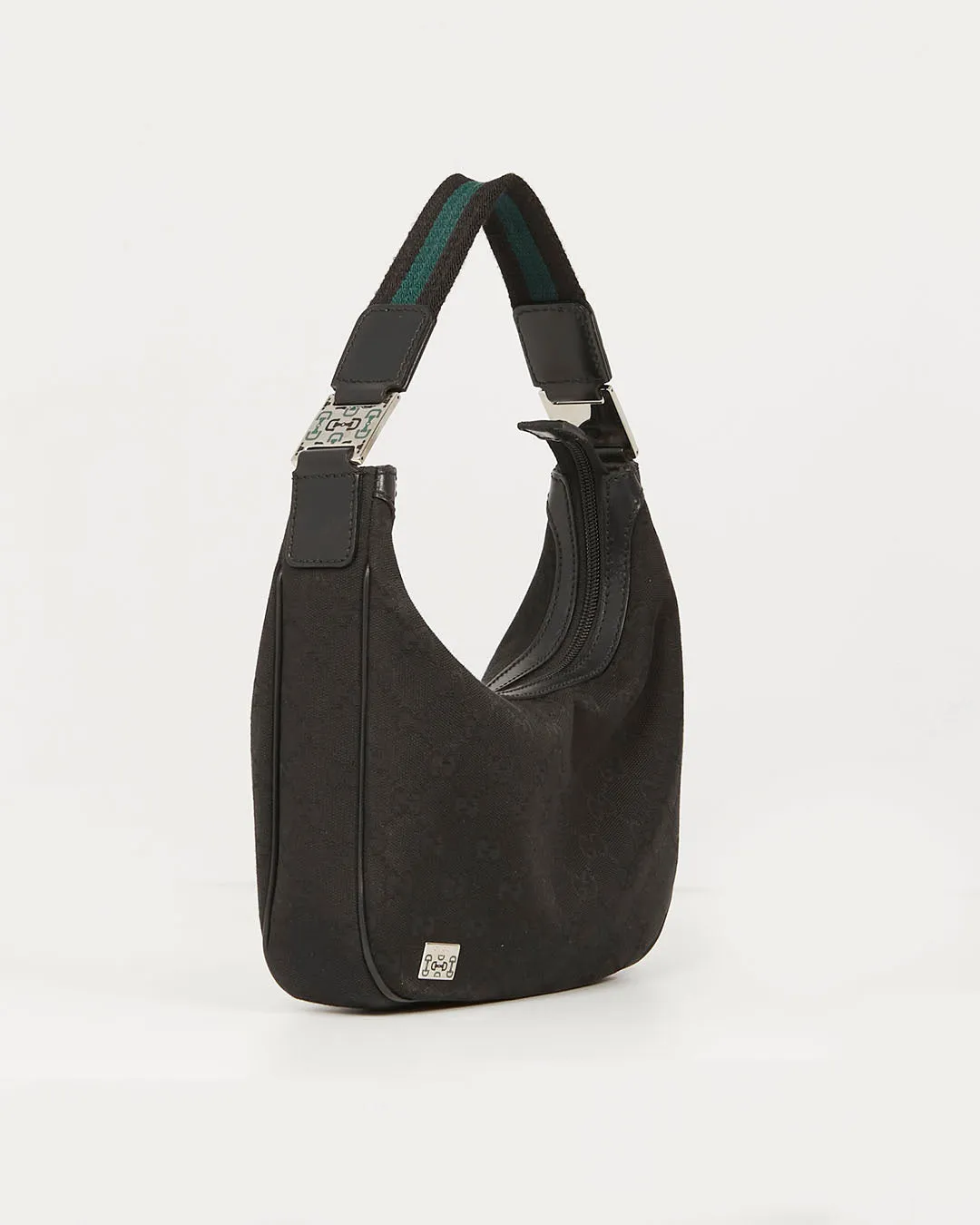 Gucci Black Guccissima Canvas Sherry Line Mini Hobo Shoulder Bag