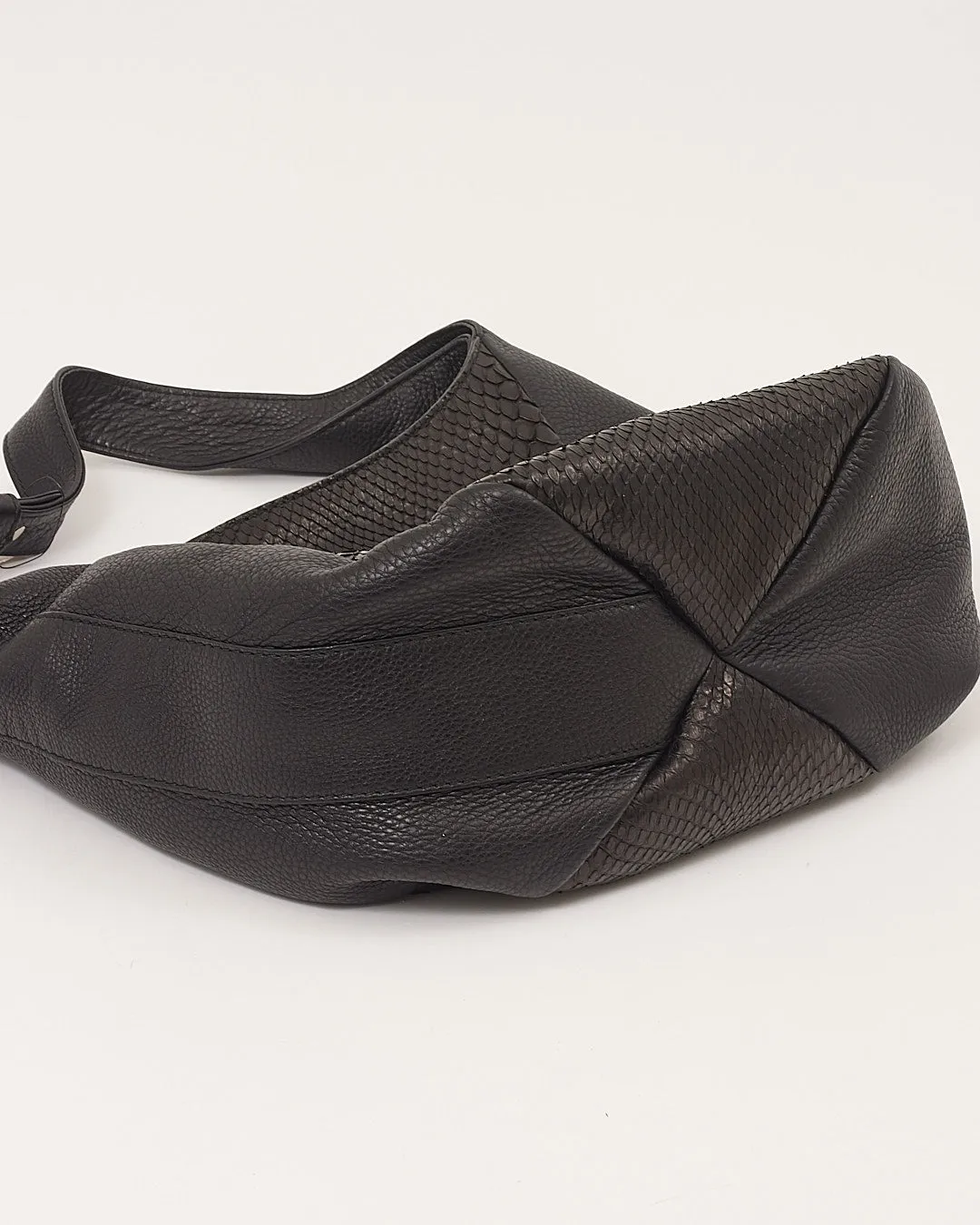 Gucci Black Leather Python Hobo Shoulder Bag