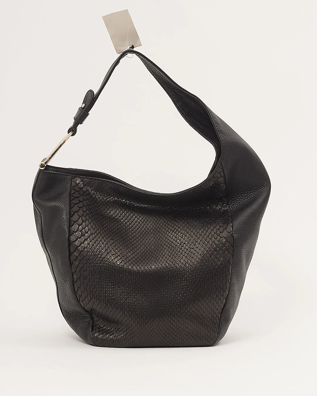 Gucci Black Leather Python Hobo Shoulder Bag