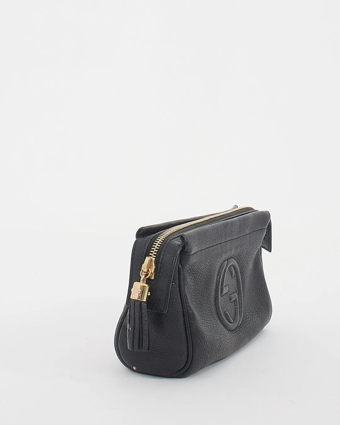 Gucci Black Pebbled Leather Soho Cosmetic Pouch