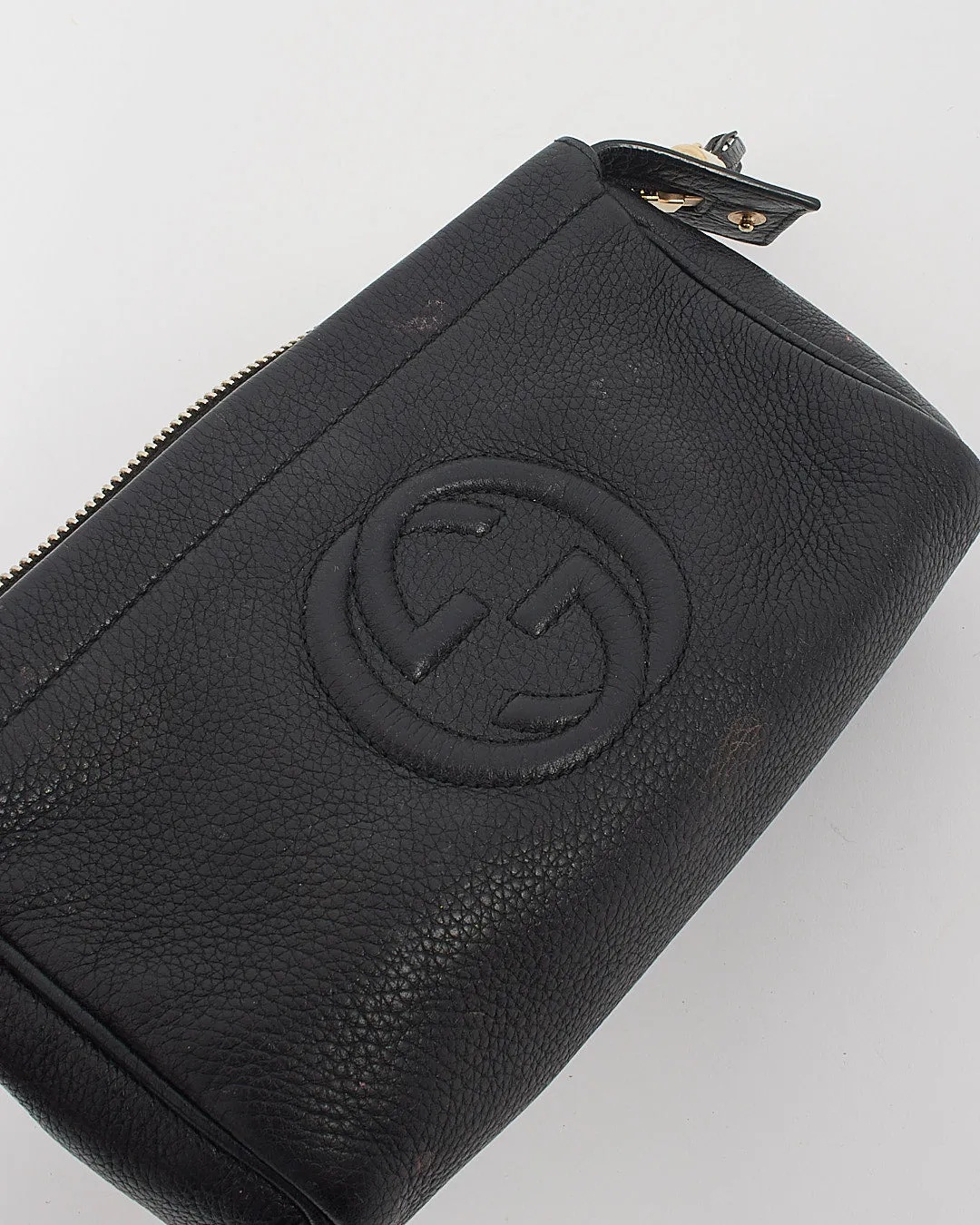 Gucci Black Pebbled Leather Soho Cosmetic Pouch