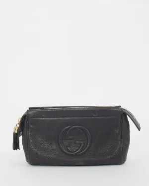 Gucci Black Pebbled Leather Soho Cosmetic Pouch