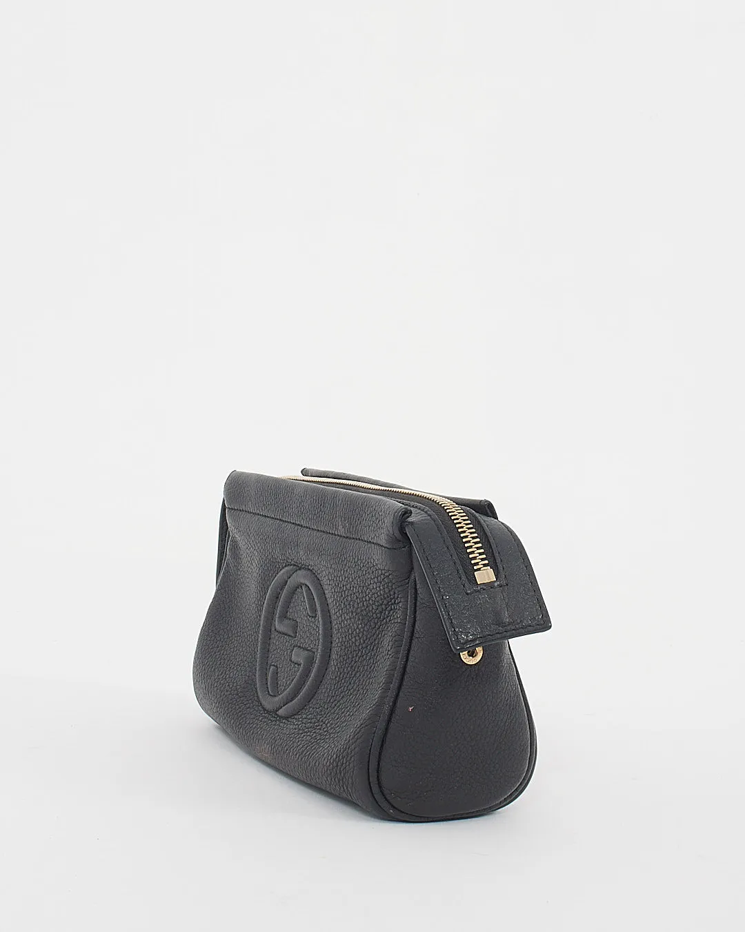 Gucci Black Pebbled Leather Soho Cosmetic Pouch