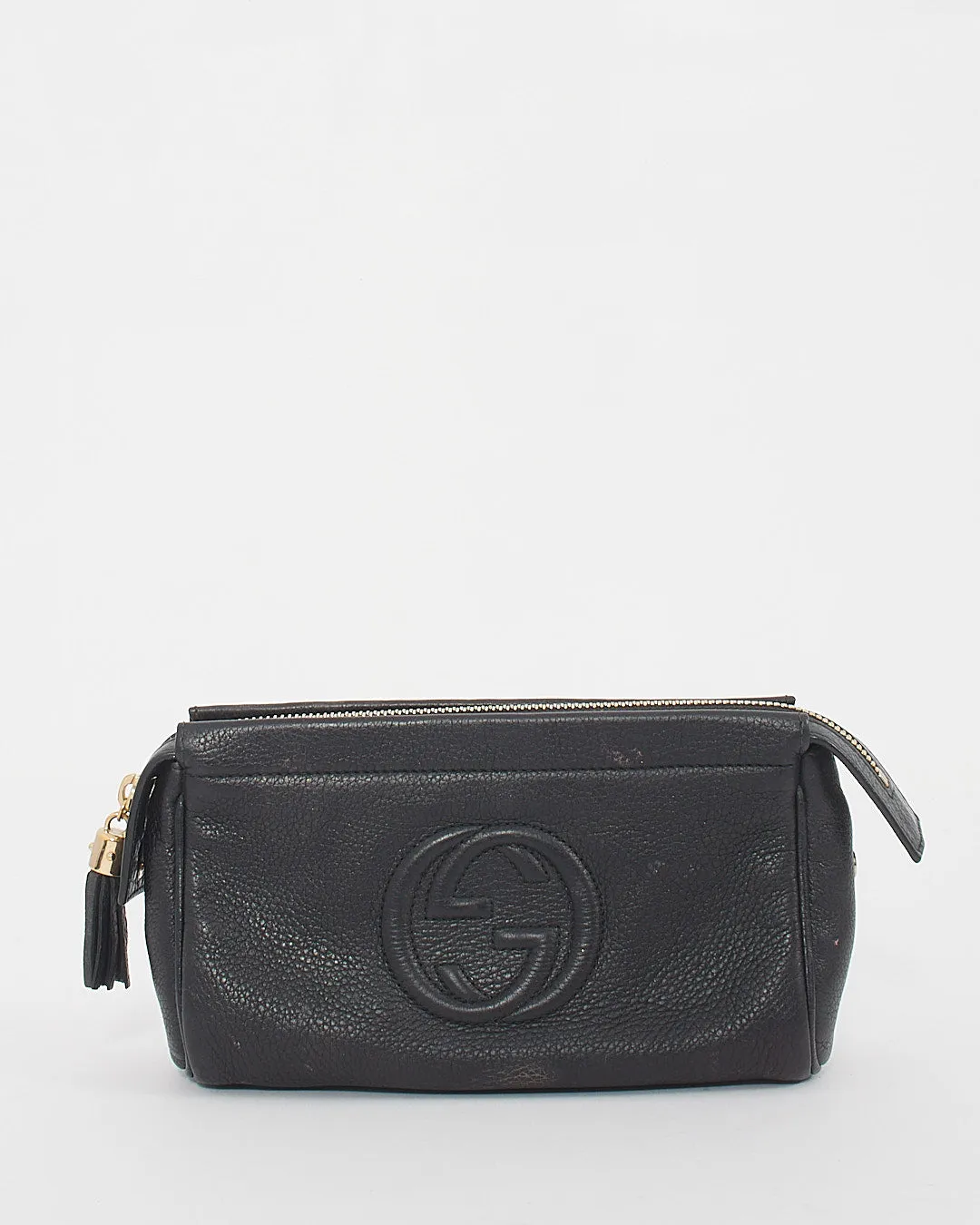 Gucci Black Pebbled Leather Soho Cosmetic Pouch