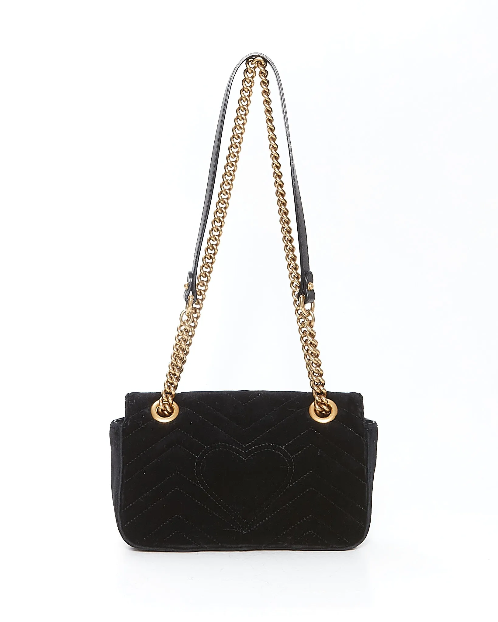 Gucci Black Velvet Marmont Mini Matelasse Chain Bag