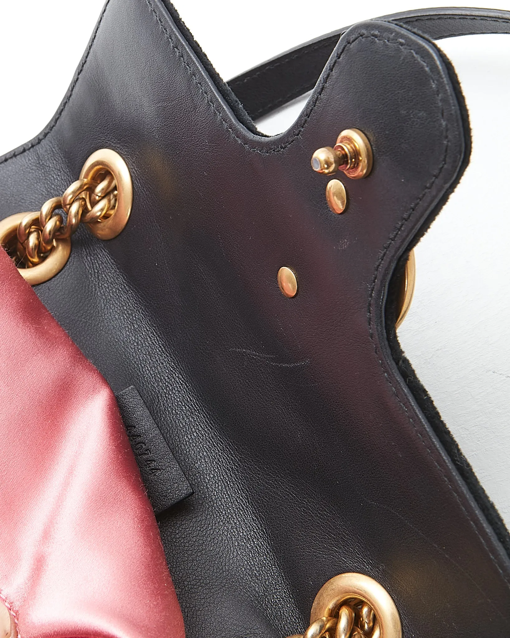 Gucci Black Velvet Marmont Mini Matelasse Chain Bag