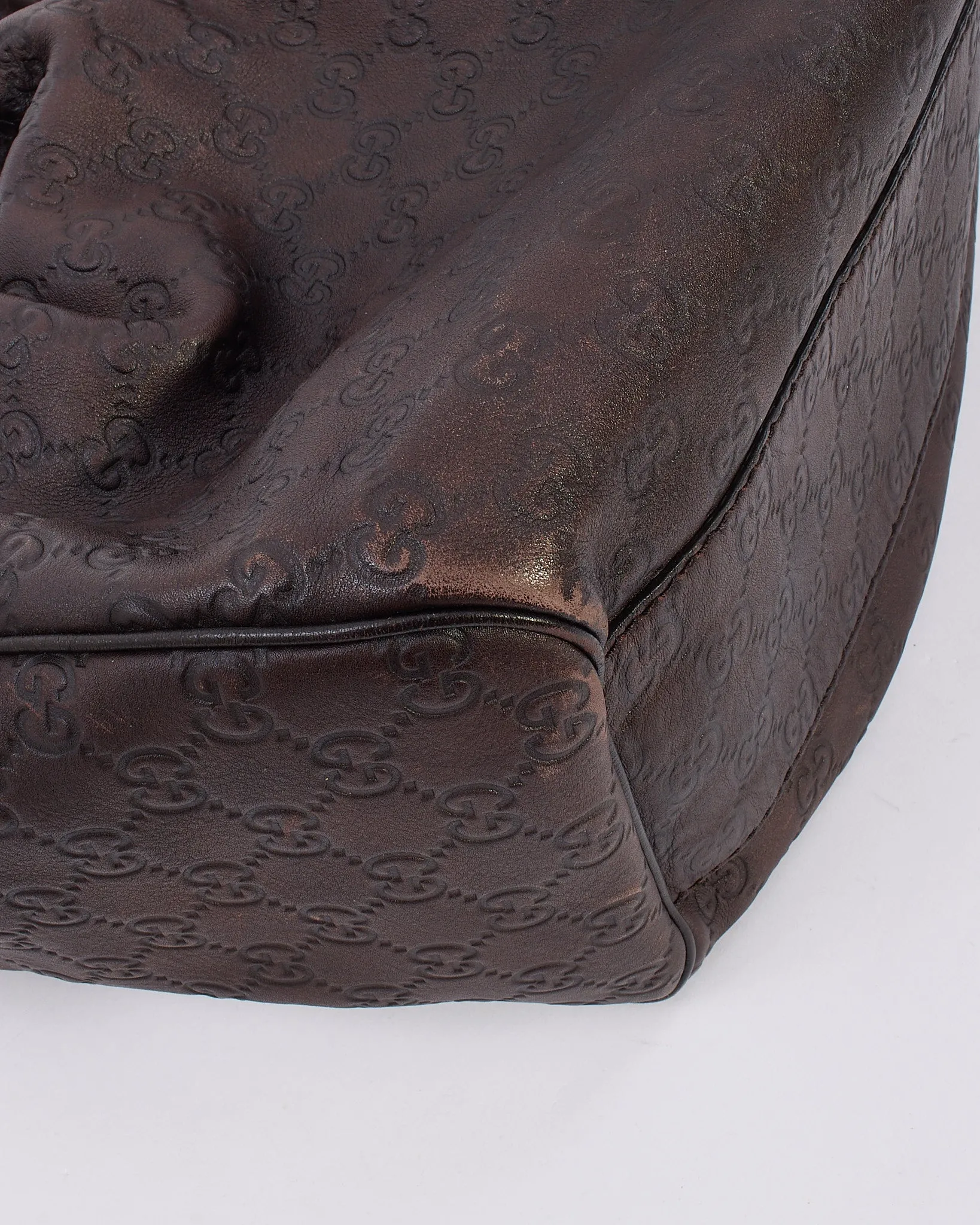 Gucci Brown Signature G Leather Large Sukey Tote Bag