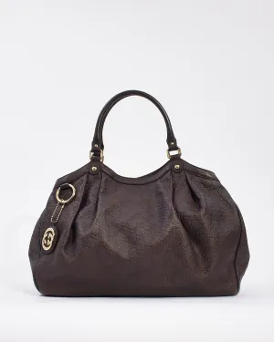 Gucci Brown Signature G Leather Large Sukey Tote Bag