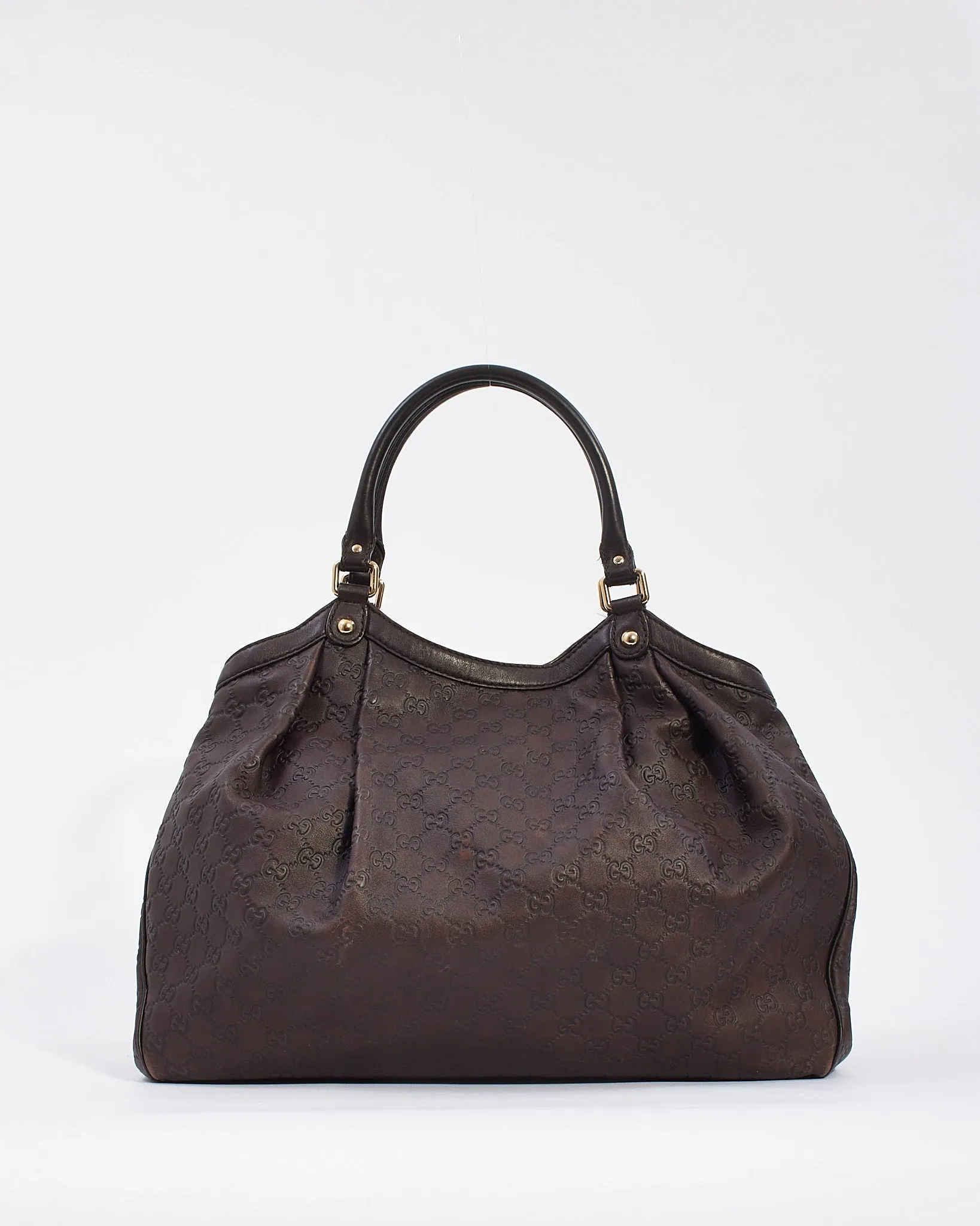 Gucci Brown Signature G Leather Large Sukey Tote Bag
