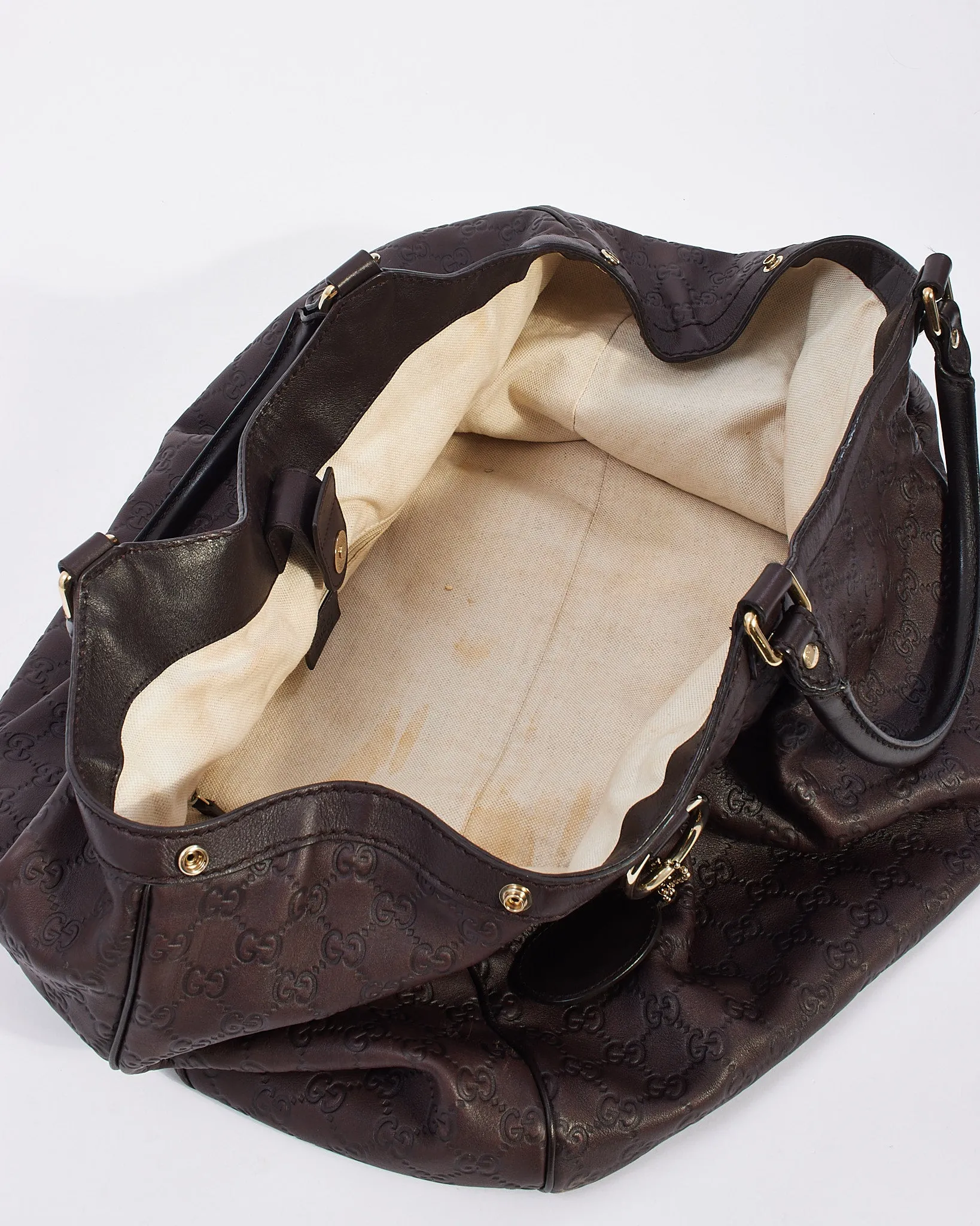 Gucci Brown Signature G Leather Large Sukey Tote Bag