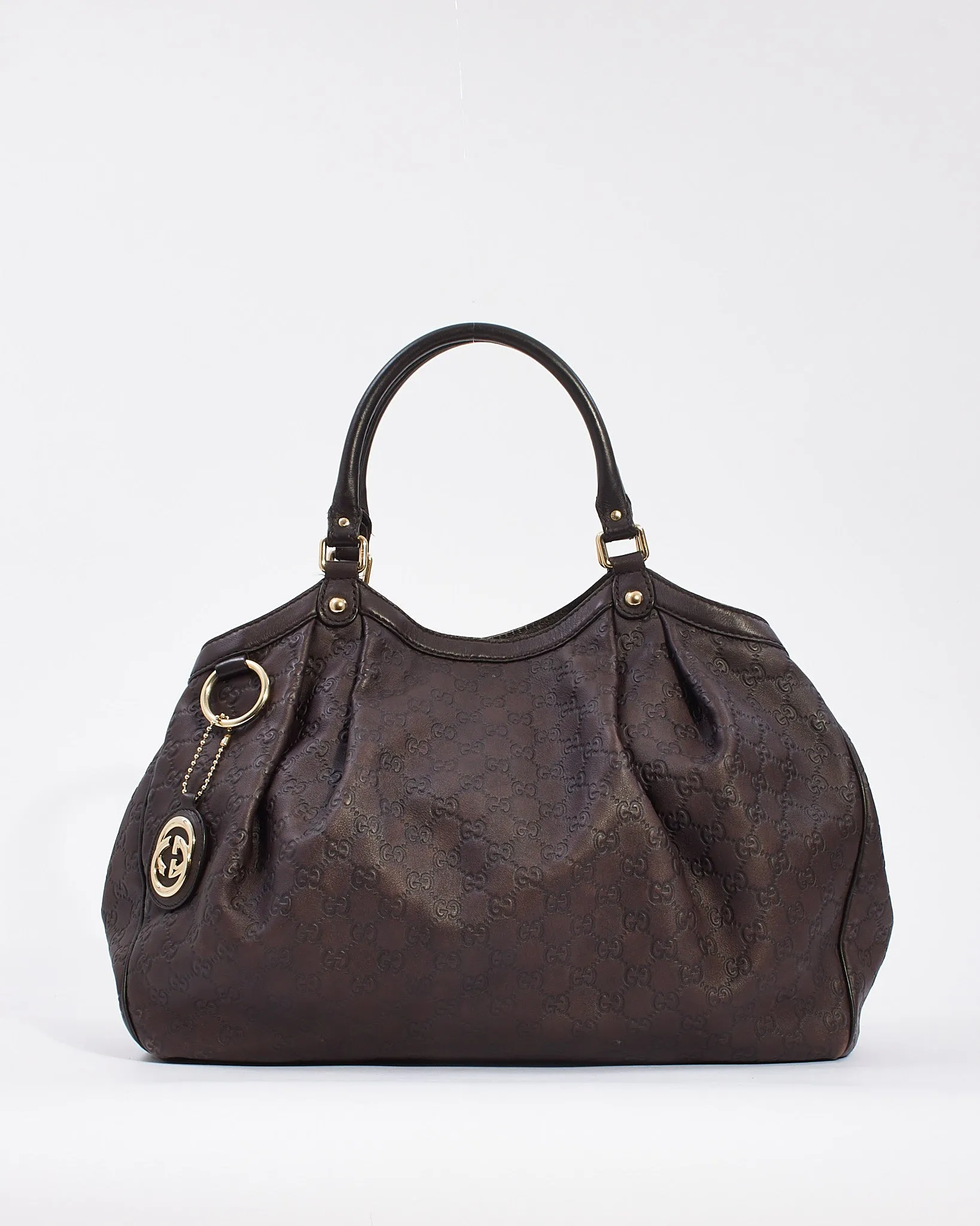 Gucci Brown Signature G Leather Large Sukey Tote Bag