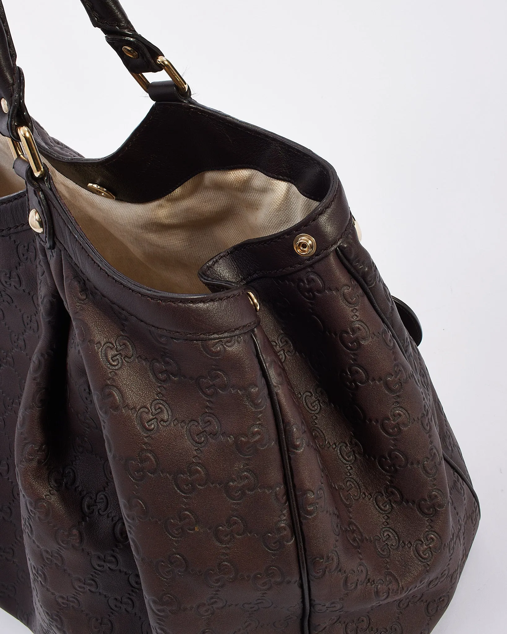 Gucci Brown Signature G Leather Large Sukey Tote Bag