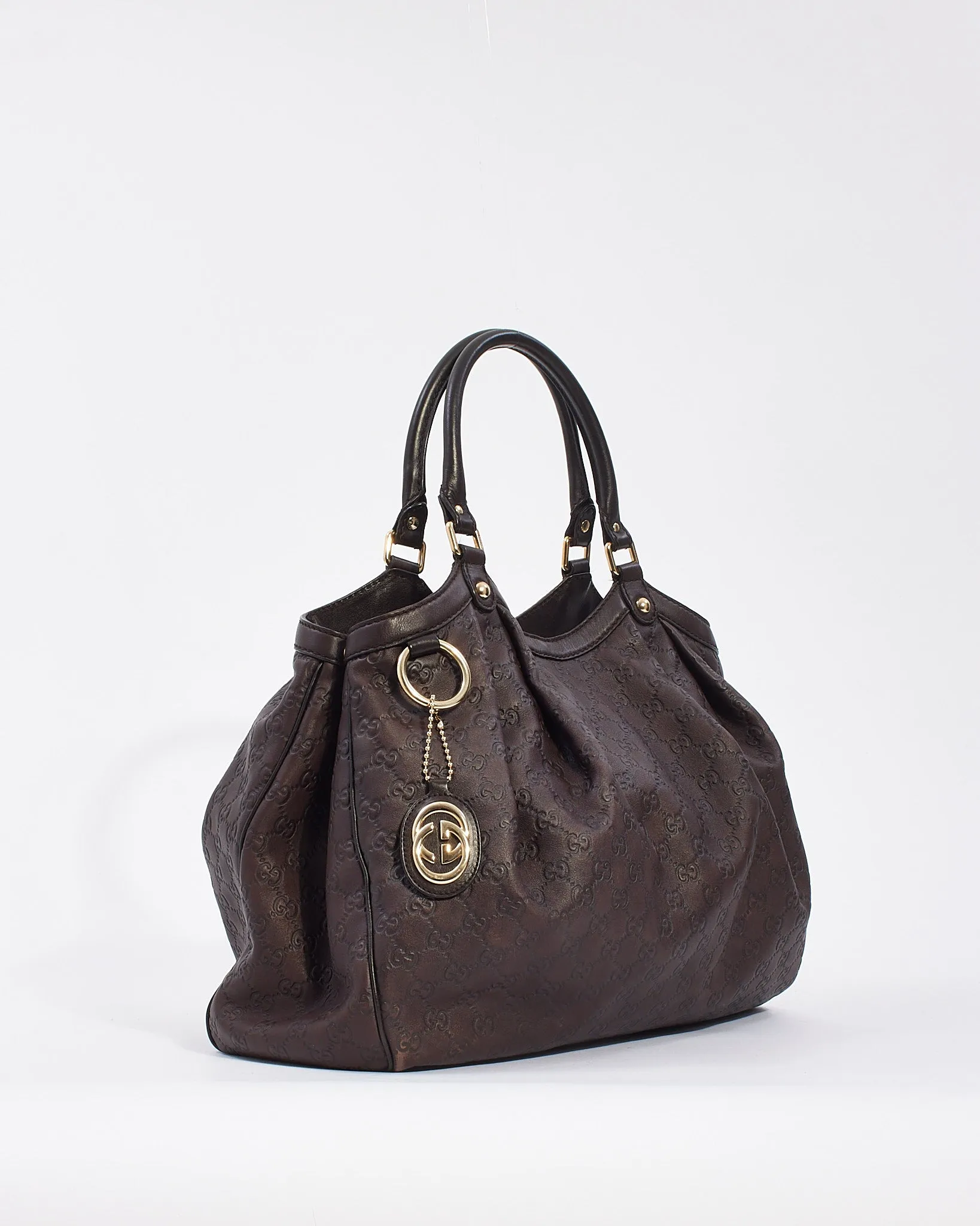 Gucci Brown Signature G Leather Large Sukey Tote Bag