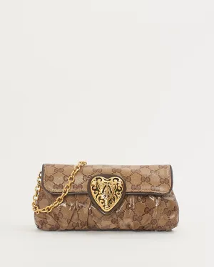 Gucci GG Monogram Crystal Canvas Hysteria Babouska Heart Chain Pochette Shoulder Bag