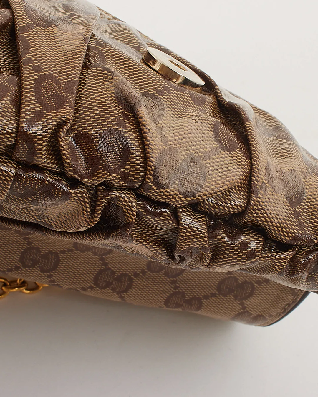 Gucci GG Monogram Crystal Canvas Hysteria Babouska Heart Chain Pochette Shoulder Bag