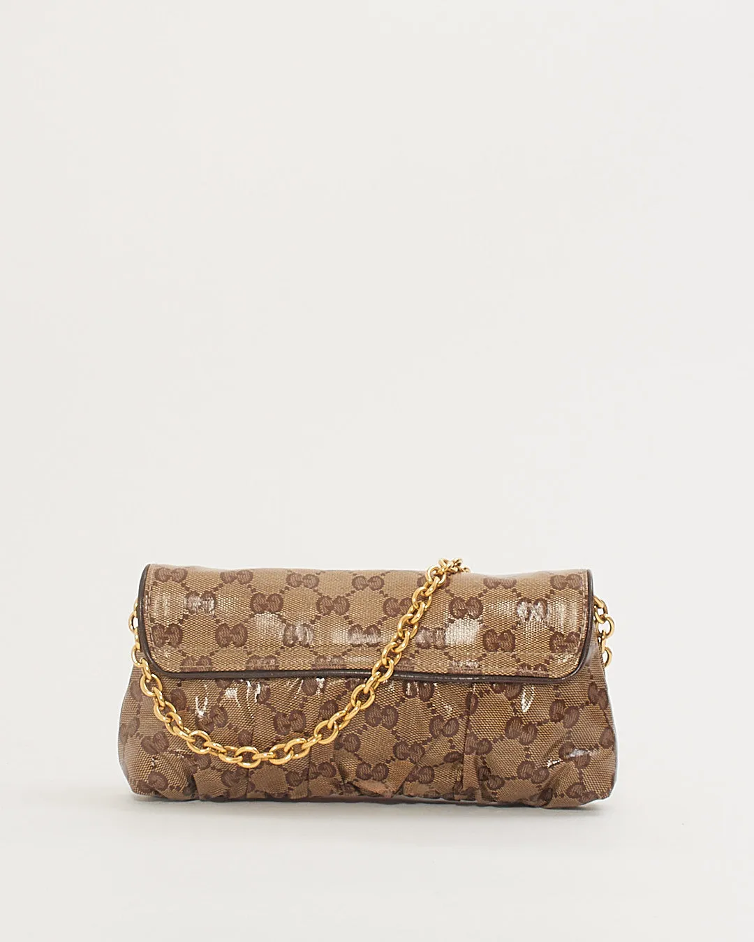 Gucci GG Monogram Crystal Canvas Hysteria Babouska Heart Chain Pochette Shoulder Bag
