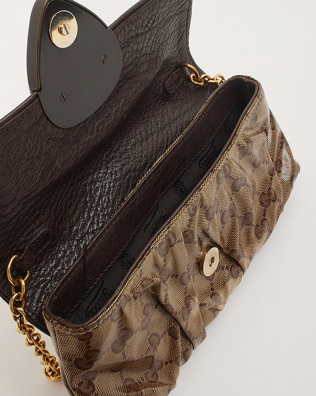 Gucci GG Monogram Crystal Canvas Hysteria Babouska Heart Chain Pochette Shoulder Bag