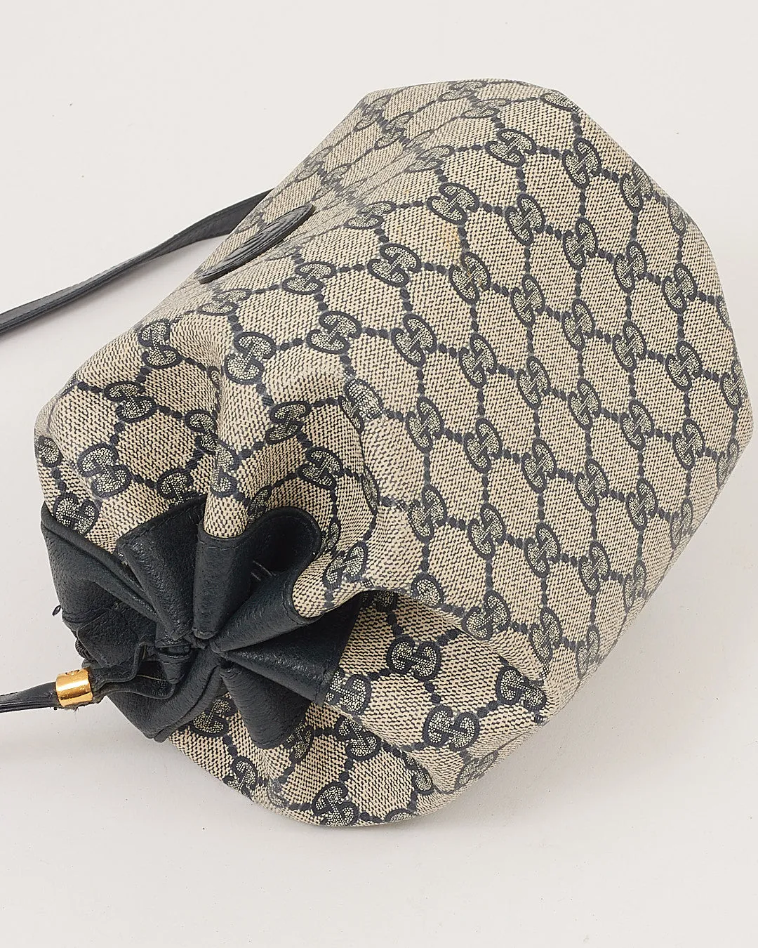 Gucci Navy GG Vintage Coated Canvas Shoulder Bag